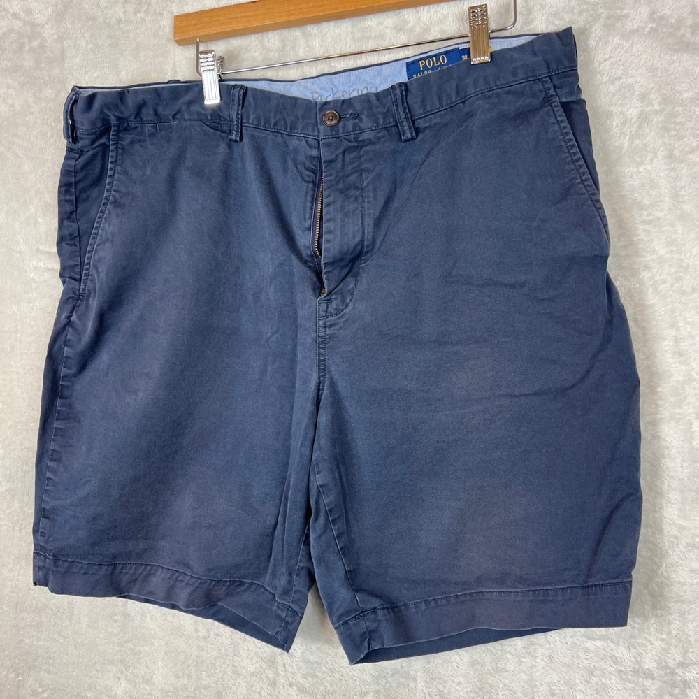 Polo Ralph Lauren Mens Navy Blue Stretch Classic Fit Chino Shorts Size 38 Preppy